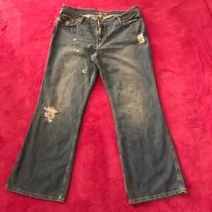 🦅American Eagle Raw Denim Flare Jeans 16 Long